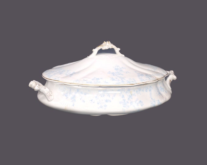 Antique Edwardian Age Grindley Olympia oval, covered serving bowl made in England. Flaw (see below).