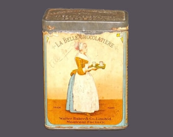 Antique Walter Baker Co Baker's Breakfast Cocoa tin.