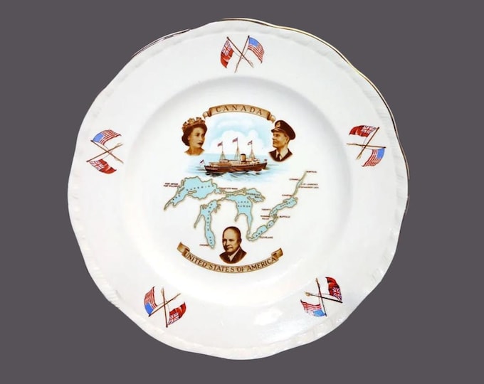 Alfred Meakin Queen Elizabeth Prince Phillip St. Lawrence Seaway Opening Commemorative plate made in England. Flaw (see below).