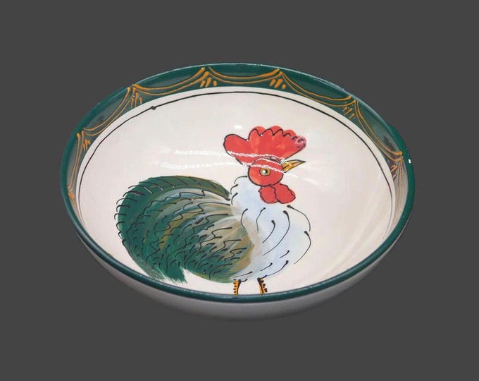Tablearts by Debra Cherniawsky Rooster salad, pasta round serving bowl. Hand-painted. Flaws (see below).