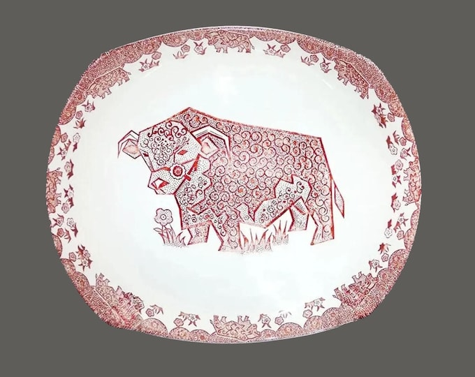 Retro vintage English Ironstone Pottery Beefeater burger or steak platter made England.