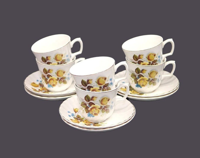 Six Ridgway Potteries Favourite Rose cup and saucer sets made in England.
