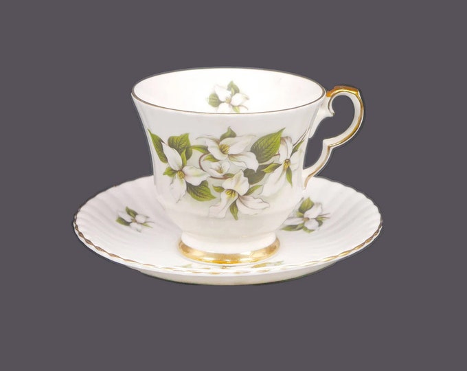 Royal Windsor | Hammersley White Trillium bone china cup and saucer set made in England. Floral emblem of Ontario.