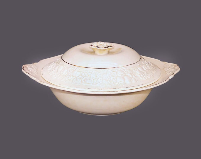 Crown Ducal Golden Glamour covered, rimmed, lugged serving bowl.