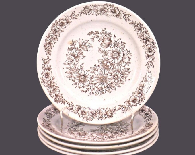 Five Sampson Bridgwood Ashington stoneware bread plates. Stonedale Stoneware made in England.