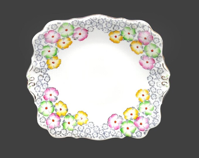 Bell China Shade Rose lugged cake or cookie serving plate. Bone china made in England.