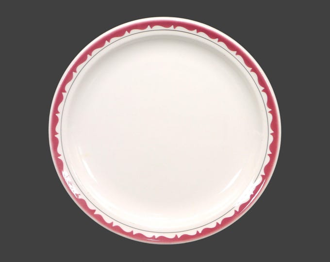 Vintage Grindley Bordeaux red wave luncheon plate. Duraline hotelware England.