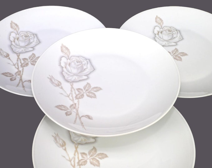 Vintage Rosenthal 3432 Classic Rose salad plates. Gray rose, tan leaves. No gold trim.