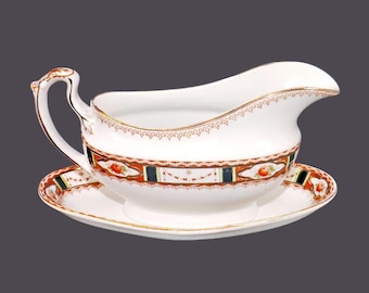 Vintage Sampson Bridgwood | Bridgwood & Sons Conway gravy boat with under-plate made in England.