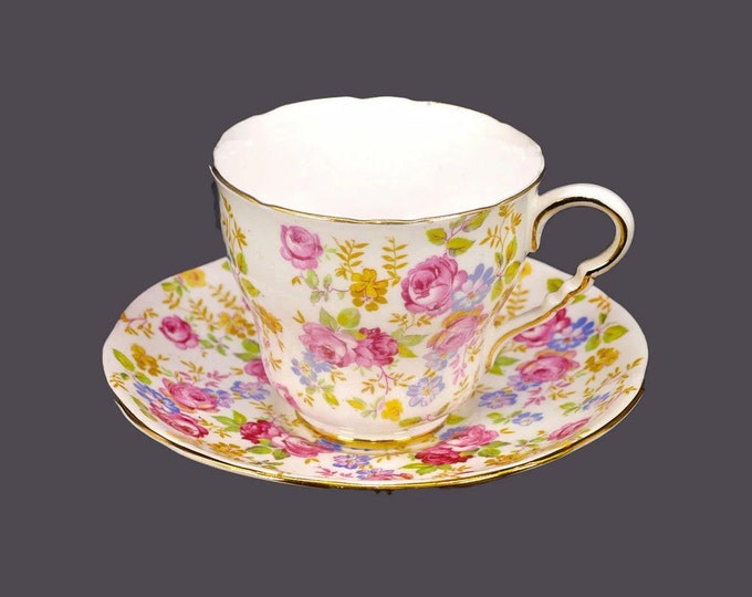 Royal Stafford June Roses floral chintz cup and saucer set. Bone china made in England.