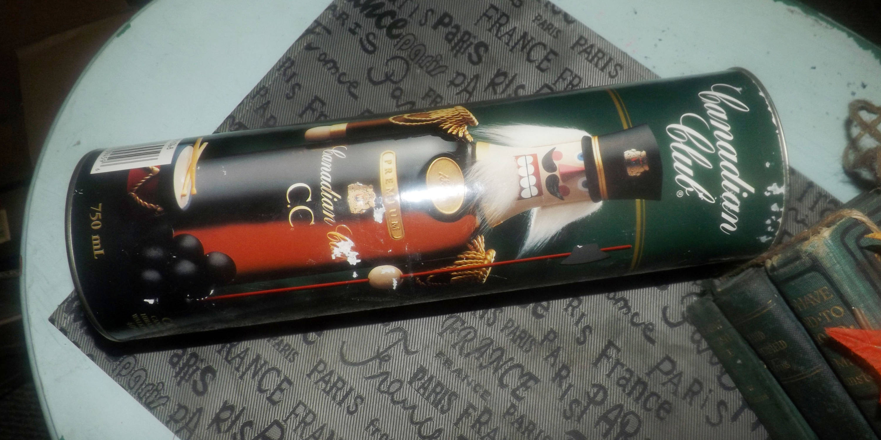 Vintage (1991) Canadian Club Whisky collectible coin bank tin featuring