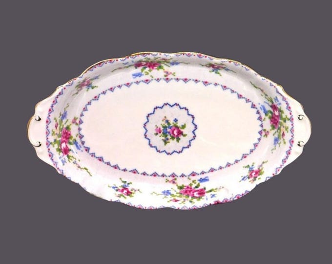 Royal Albert Petit Point oval relish dish | pickle dish | gravy under-plate. Bone china made in England.
