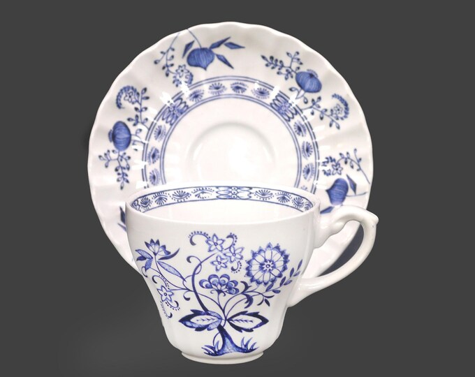 J&G Meakin Blue Nordic | Blue Onion cup and saucer set. Scandinavian-inspired, blue-and-white tableware made in England.