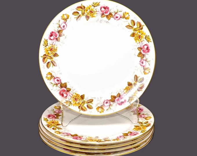 Vintage Coalport Rosalinda bone china salad plates made in England. Set of 5.