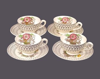 Vintage Myott Bonnie Dundee Cup and Saucer Sets. England. 4 sets.