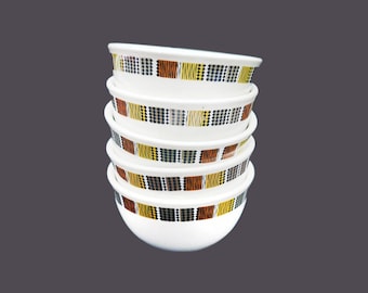 Retro vintage Steelite Carnaby cereal bowls. English hotelware. Set of 5.