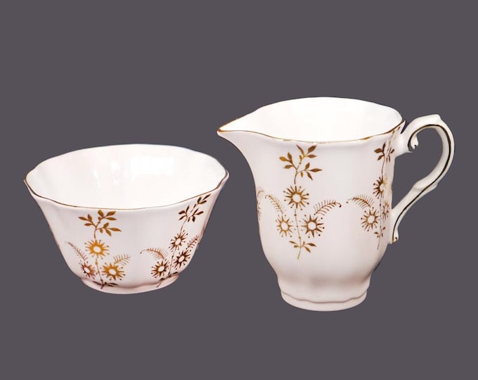 Royal Grafton 1213 pink and gold creamer and open sugar bowl. Bone china set made in England.