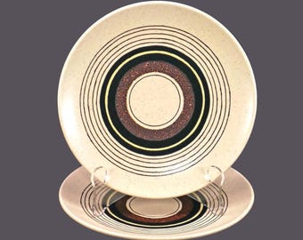 Vintage Mikasa Tribal Ring DE803 salad plates. Indian Feast stoneware Japan. 2 plates.