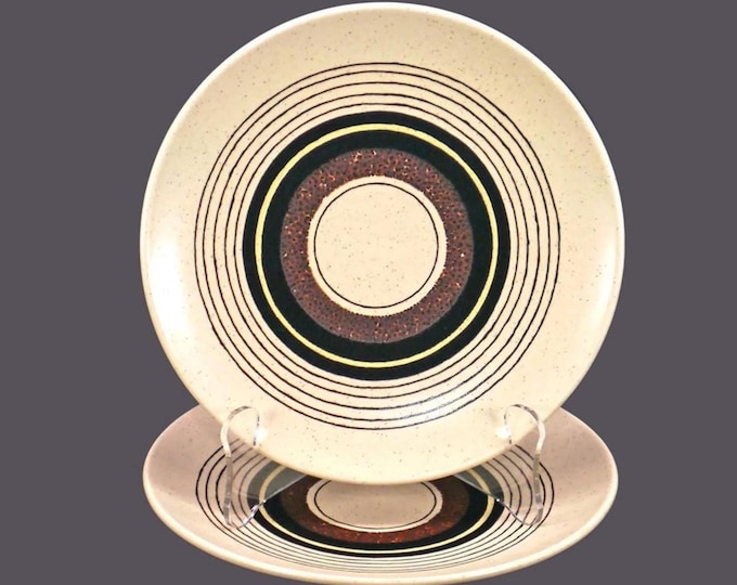 Pair of Mikasa Tribal Ring DE803 salad plates. Indian Feast stoneware made in Japan.