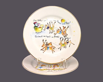 Pair of Rosanna Twas the Night Before Christmas salad plates. Visions of Sugar Plums, Santa and reindeer.