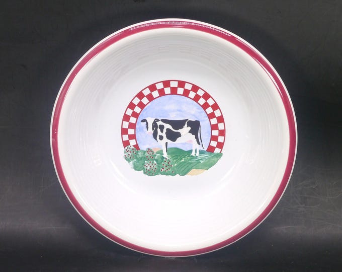 Century China | Century Stoneware Fannie's Farm stoneware soup bowl. Central cow. Sold individually.