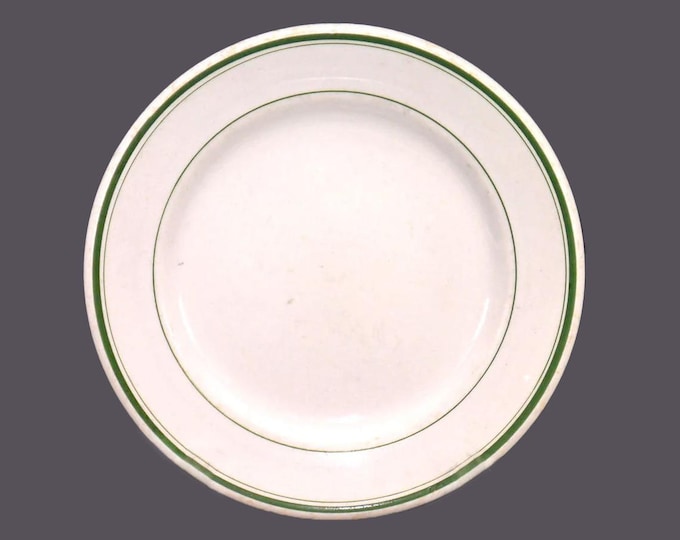 Newport Pottery | Grindley salad plate. Green stripes on white. Vitrified Hotelware | Restaurantware made in England. Blemishes (see below).