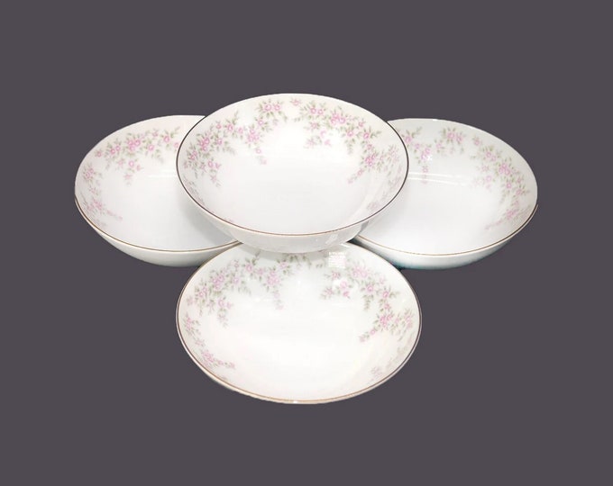 Four Premiere Fine China April Rose 360 coupe cereal bowls made in Japan.