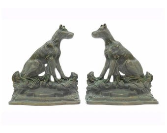 Antique Cast Iron Dog Bookends: Emanuel Hahn "Sportsman's Friend"