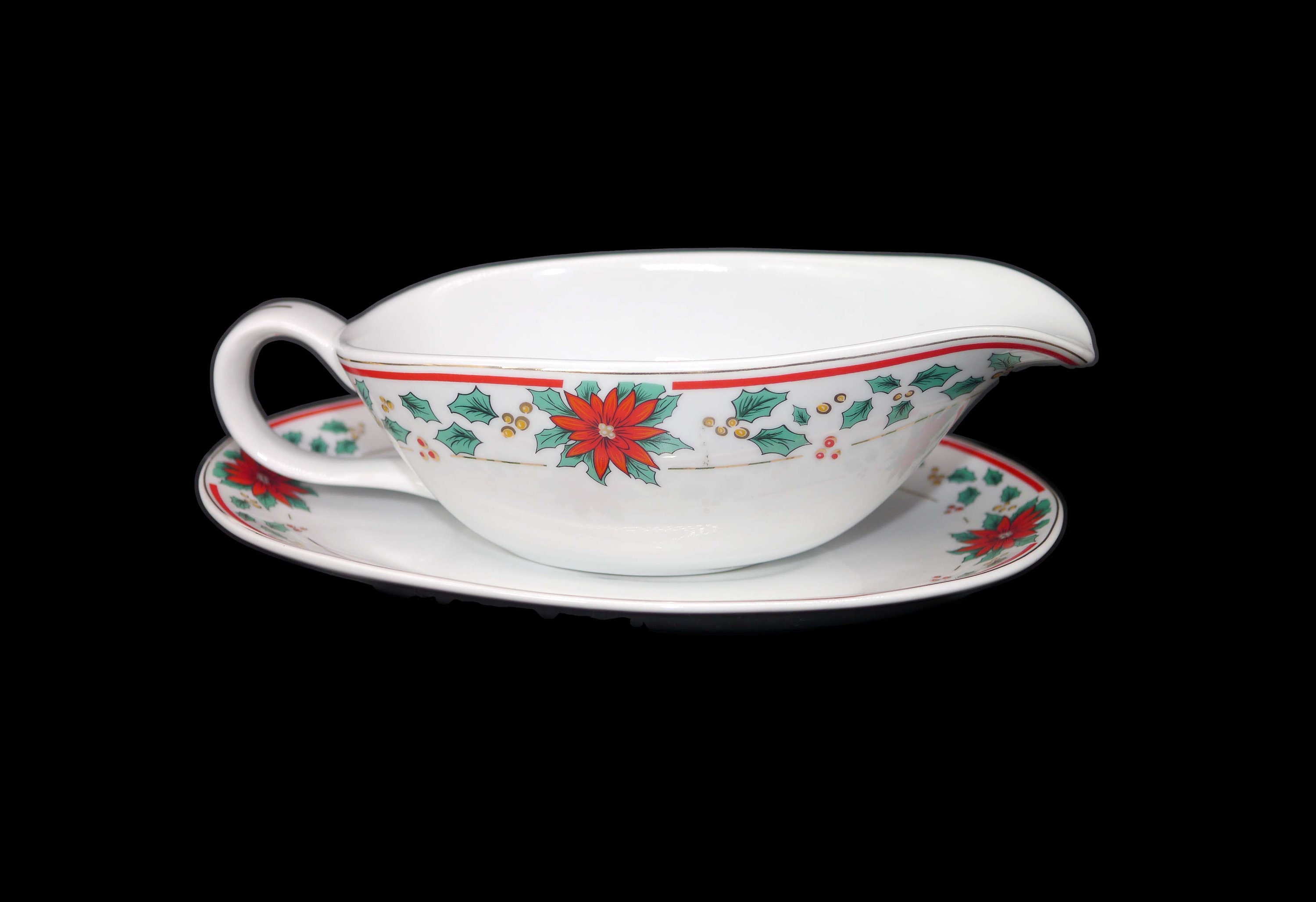 Royal Heritage RHR8 Holiday Heritage Christmas gravy boat and oval