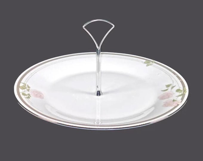Royal Doulton Twilight Rose round cake plate with center handle made in England.