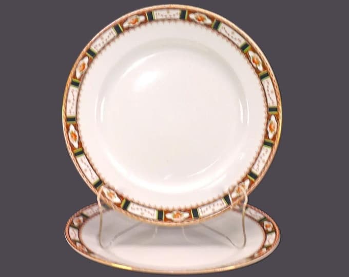 Pair of Sampson Bridgwood | Bridgwood & Sons | Anchor Pottery Conway dinner plates made in England.