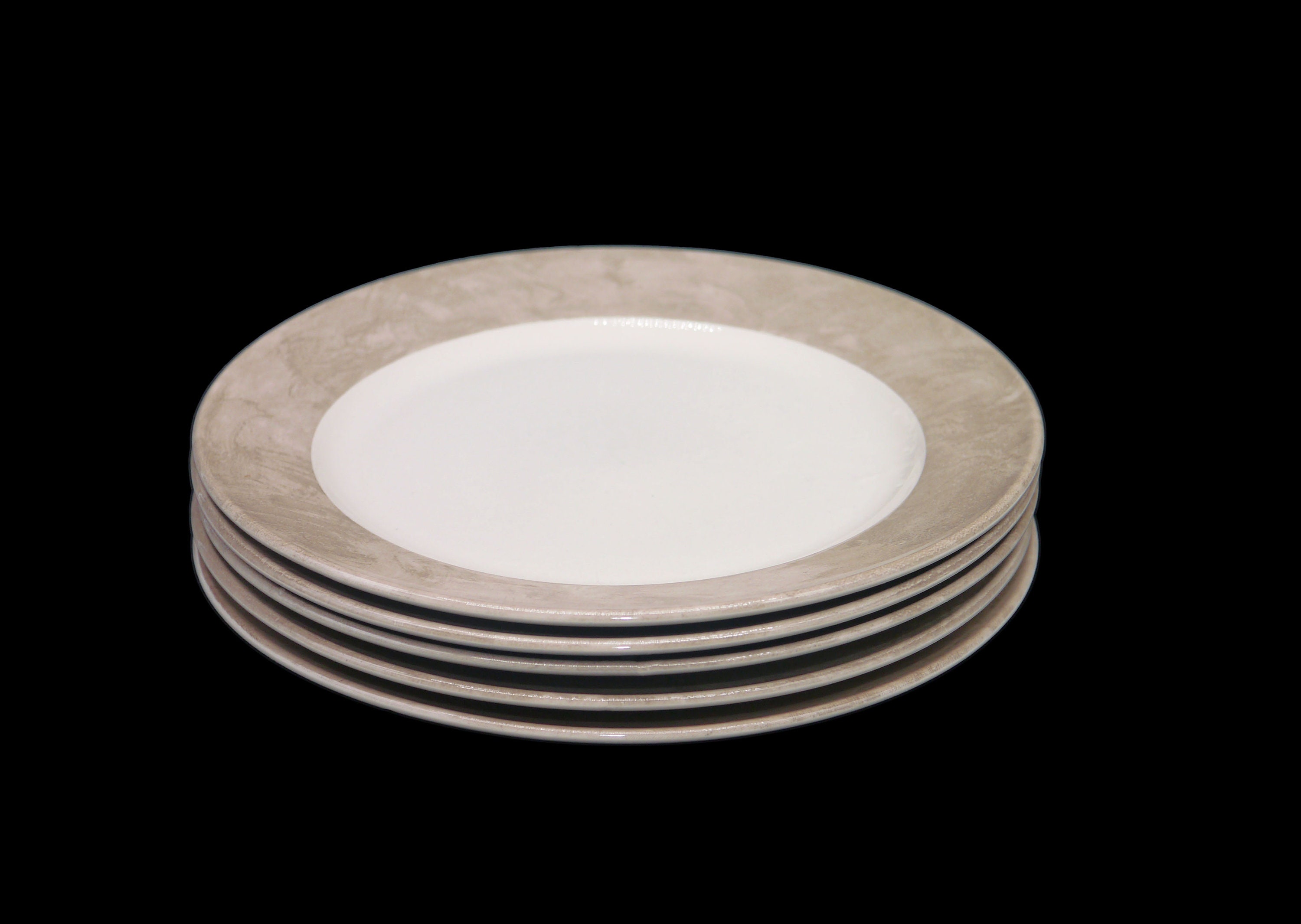 Five Eaton Home EAT6 large dinner plates made in Malaysia. Hard to find.