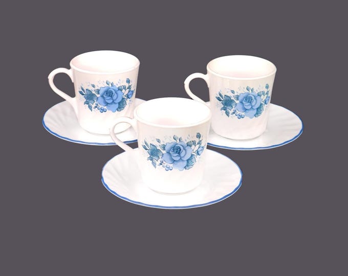 Vintage Corelle Corningware Blue Velvet cup and saucer sets made in USA.