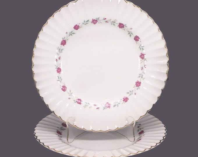 Pair of J&G Meakin Rose Marie dinner plates. Classic White ironstone made in England. Flaw (see below).