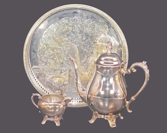 Mid-Century F.B. Rogers Silver-Plate Tea Service: Teapot, Creamer & Tray