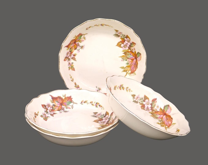 Four Royal Doulton D6226 Wilton soup bowls made in England.
