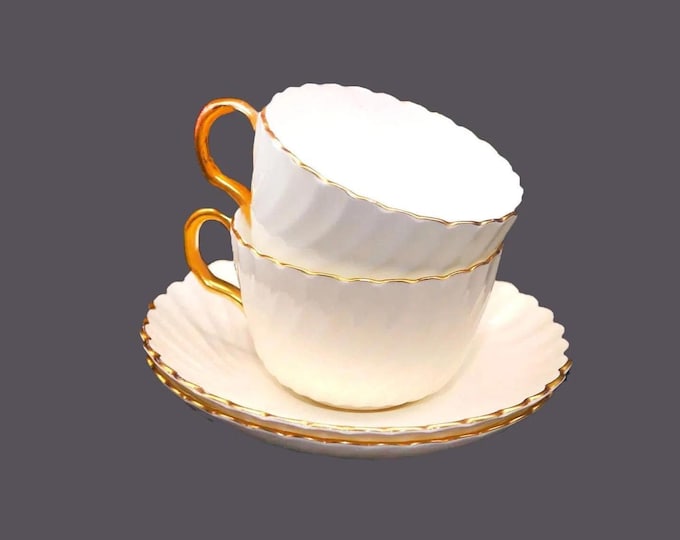 Vintage Minton Clifton Gold China Cup and Saucer Sets - England. 2 sets