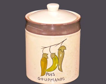 Vintage TAG vegetable series Pois Gourmands | Snow Peas canister with vacuum-sealed lid.