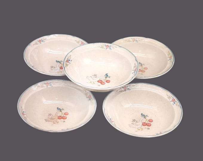 International Stoneware Marmalade rimmed cereal bowls made in Japan. Geese with ribbons. Choose quantity below.