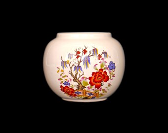 Sadler spoon vase | open ginger jar. Chinoiserie motif birds, trees, flowers. Made in England.