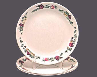 Vintage Corelle Corningware Garden Home dinner plates made in USA. Set of 4.