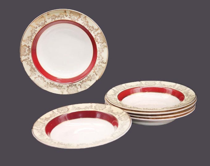 Six Midwinter MDW6 rimmed fruit nappies, dessert bowls made in England.