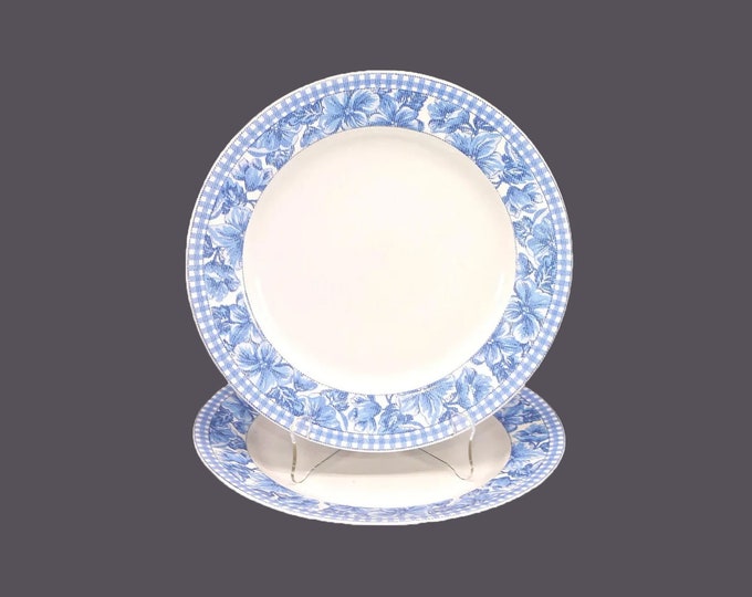 Pair of American Atelier Denim Floral 3394 large dinner plates.