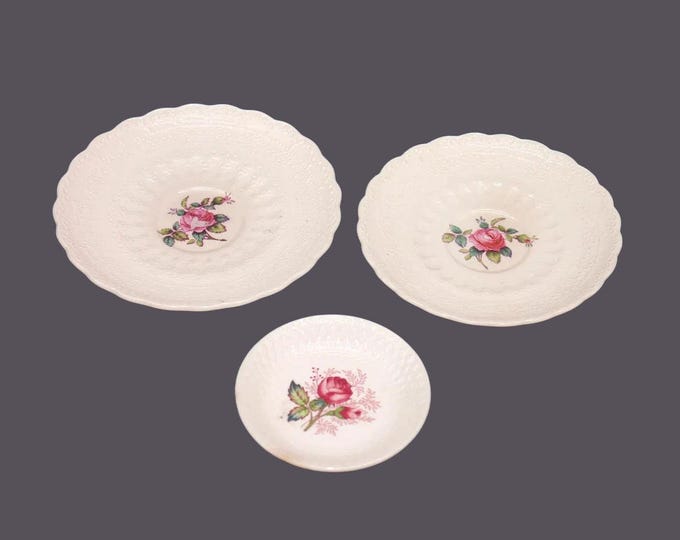 Three pieces of Spode Billingsley Rose and Mansard Lady Anne tableware made in England. Spode red marks.