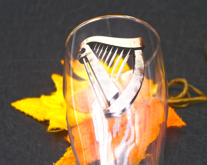 Guinness Harp logo pint beer glass. Etched-glass branding.