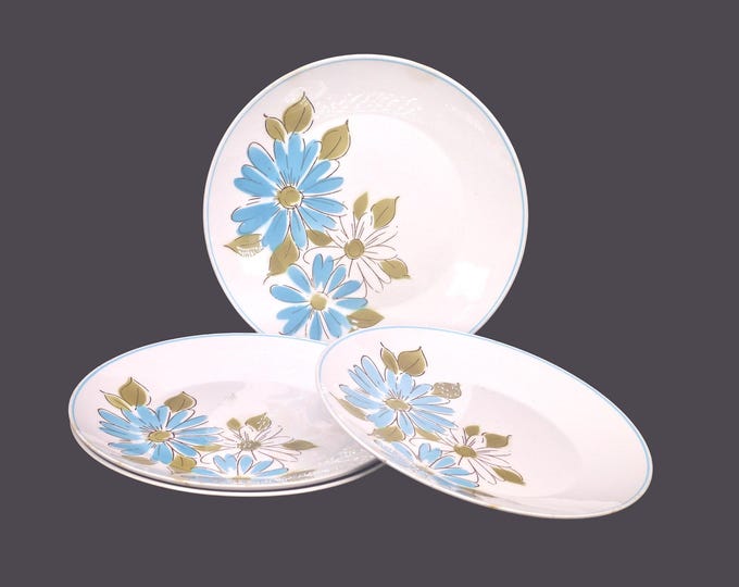Four Mikasa Skylark 3140B stoneware salad plates. Cera-stone stoneware made in Japan. Flaws (see below).