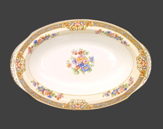Antique art-nouveau period Grindley Marjorie gravy boat under-plate. Ivory Ware ironstone made in England.