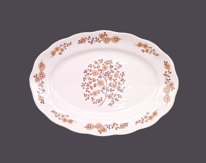 Jarolina | Konigszelt | Baum Brothers oval platter. Brown leaves, flowers. Made in Poland.