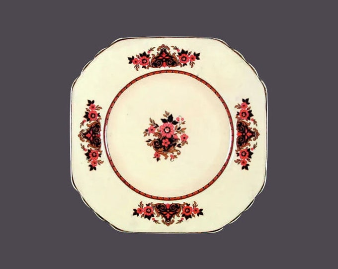Art-deco era Wedgwood Frontenac square dinner plate. Ivory Ware ironstone made in England. Sold individually.
