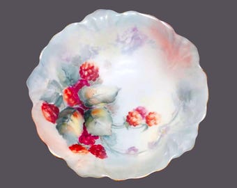 Antique J&C Bavaria ring, trinket or candy dish. Hand-painted fruit.